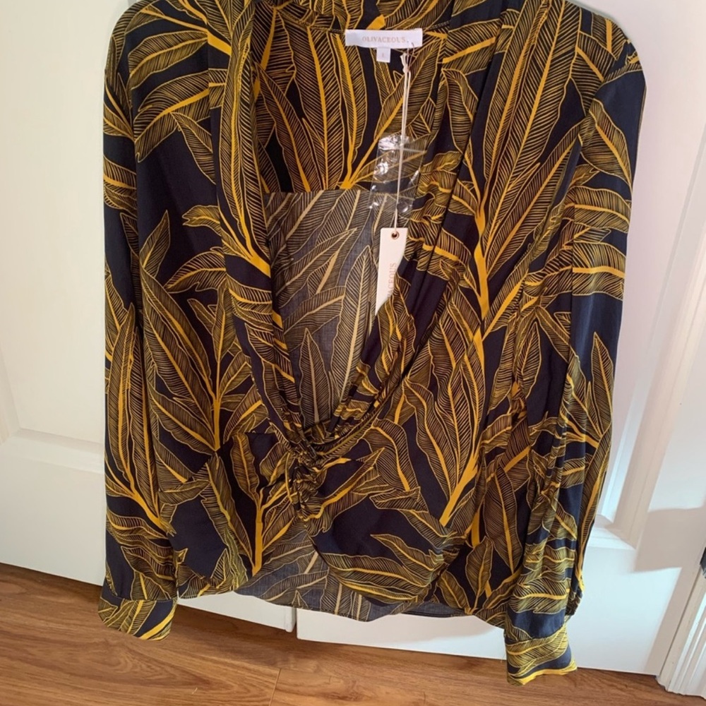 New Olivaceous tropical blouse top